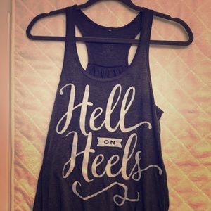 Hell on Heels racer back tee